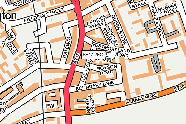 SE17 2FG map - OS OpenMap – Local (Ordnance Survey) SE17 2FG map - OS OpenMap – Local (Ordnance Survey)