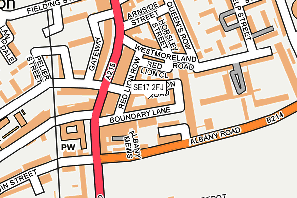 SE17 2FJ map - OS OpenMap – Local (Ordnance Survey)