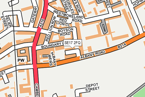 SE17 2FQ map - OS OpenMap – Local (Ordnance Survey) SE17 2FQ map - OS OpenMap – Local (Ordnance Survey)