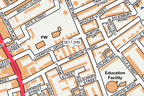 SE17 2HN map - OS OpenMap – Local (Ordnance Survey) SE17 2HN map - OS OpenMap – Local (Ordnance Survey)