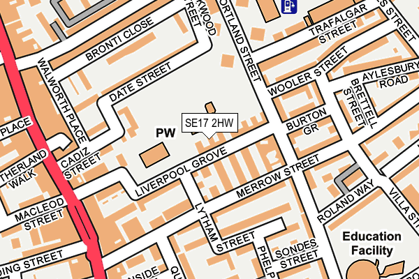 SE17 2HW map - OS OpenMap – Local (Ordnance Survey) SE17 2HW map - OS OpenMap – Local (Ordnance Survey)