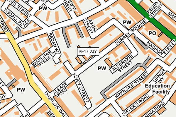 SE17 2JY map - OS OpenMap – Local (Ordnance Survey) SE17 2JY map - OS OpenMap – Local (Ordnance Survey)