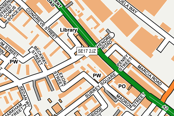 SE17 2JZ map - OS OpenMap – Local (Ordnance Survey) SE17 2JZ map - OS OpenMap – Local (Ordnance Survey)
