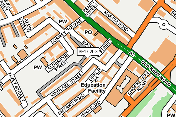 SE17 2LG map - OS OpenMap – Local (Ordnance Survey) SE17 2LG map - OS OpenMap – Local (Ordnance Survey)