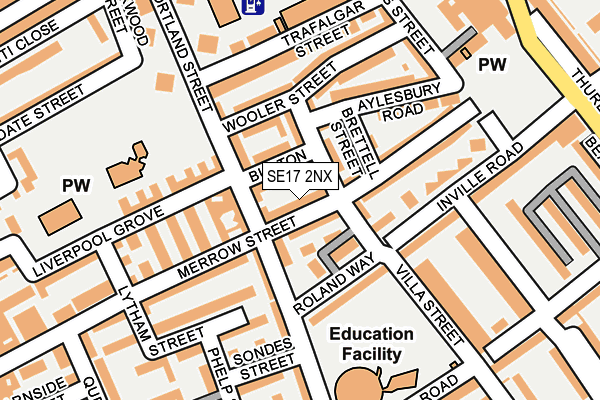 SE17 2NX map - OS OpenMap – Local (Ordnance Survey) SE17 2NX map - OS OpenMap – Local (Ordnance Survey)