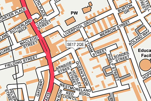 SE17 2QE map - OS OpenMap – Local (Ordnance Survey) SE17 2QE map - OS OpenMap – Local (Ordnance Survey)