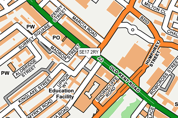 SE17 2RY map - OS OpenMap – Local (Ordnance Survey) SE17 2RY map - OS OpenMap – Local (Ordnance Survey)