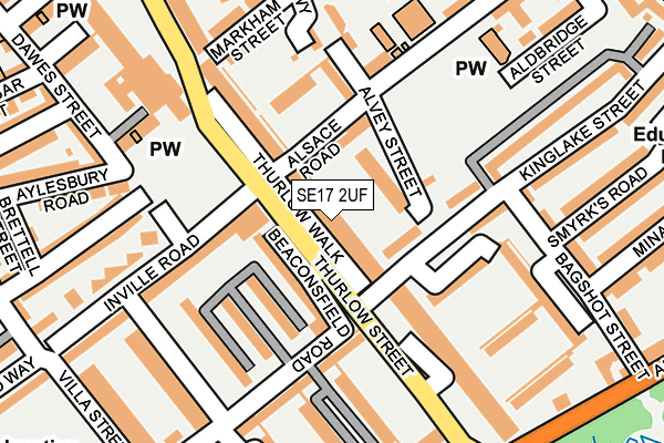 SE17 2UF map - OS OpenMap – Local (Ordnance Survey) SE17 2UF map - OS OpenMap – Local (Ordnance Survey)