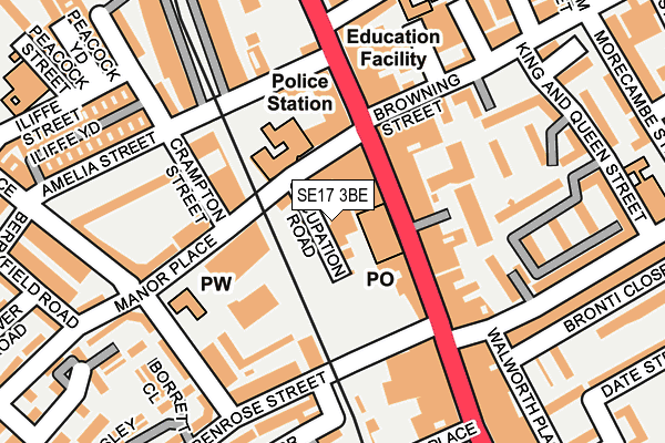 SE17 3BE map - OS OpenMap – Local (Ordnance Survey) SE17 3BE map - OS OpenMap – Local (Ordnance Survey)