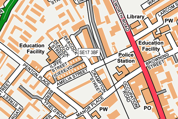 SE17 3BF map - OS OpenMap – Local (Ordnance Survey) SE17 3BF map - OS OpenMap – Local (Ordnance Survey)