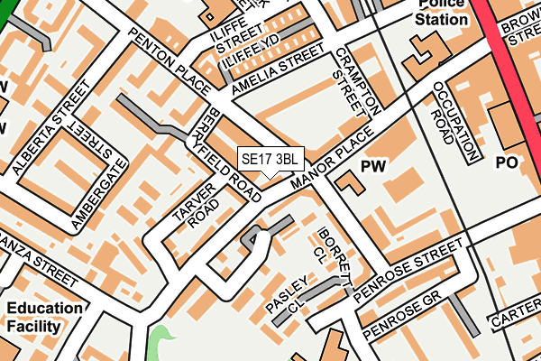 SE17 3BL map - OS OpenMap – Local (Ordnance Survey) SE17 3BL map - OS OpenMap – Local (Ordnance Survey)