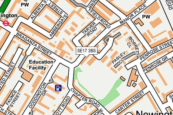 SE17 3BS map - OS OpenMap – Local (Ordnance Survey) SE17 3BS map - OS OpenMap – Local (Ordnance Survey)