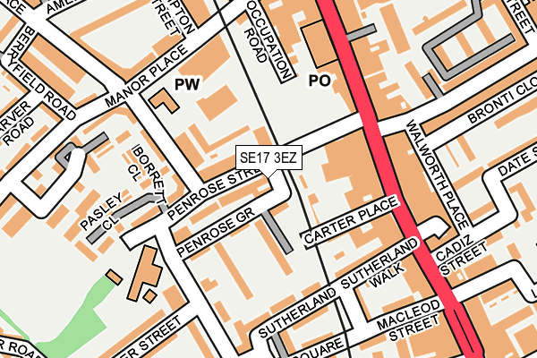 SE17 3EZ map - OS OpenMap – Local (Ordnance Survey) SE17 3EZ map - OS OpenMap – Local (Ordnance Survey)