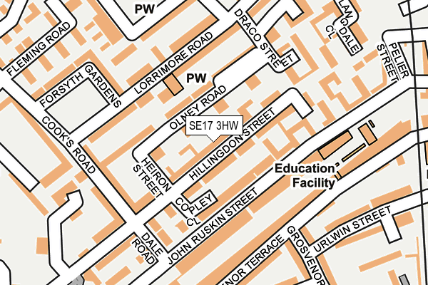 SE17 3HW map - OS OpenMap – Local (Ordnance Survey) SE17 3HW map - OS OpenMap – Local (Ordnance Survey)