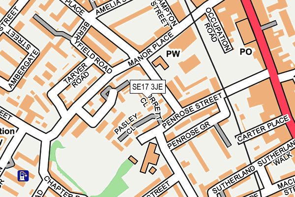 SE17 3JE map - OS OpenMap – Local (Ordnance Survey) SE17 3JE map - OS OpenMap – Local (Ordnance Survey)