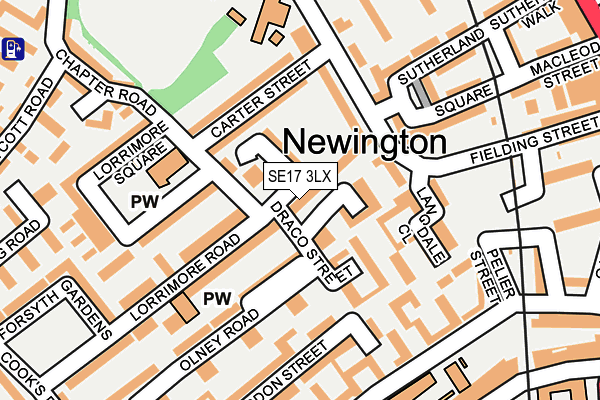 SE17 3LX map - OS OpenMap – Local (Ordnance Survey)