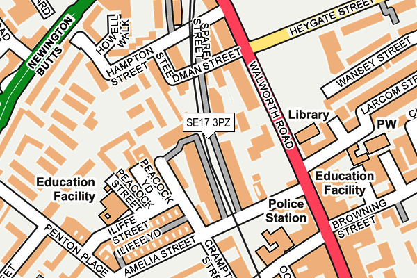SE17 3PZ map - OS OpenMap – Local (Ordnance Survey) SE17 3PZ map - OS OpenMap – Local (Ordnance Survey)