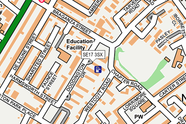 SE17 3SX map - OS OpenMap – Local (Ordnance Survey) SE17 3SX map - OS OpenMap – Local (Ordnance Survey)