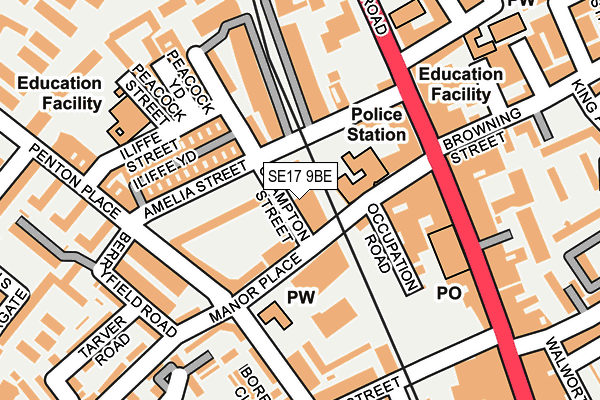 SE17 9BE map - OS OpenMap – Local (Ordnance Survey)