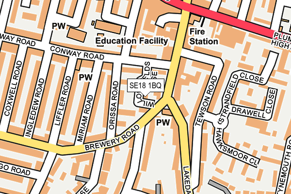 SE18 1BQ map - OS OpenMap – Local (Ordnance Survey)
