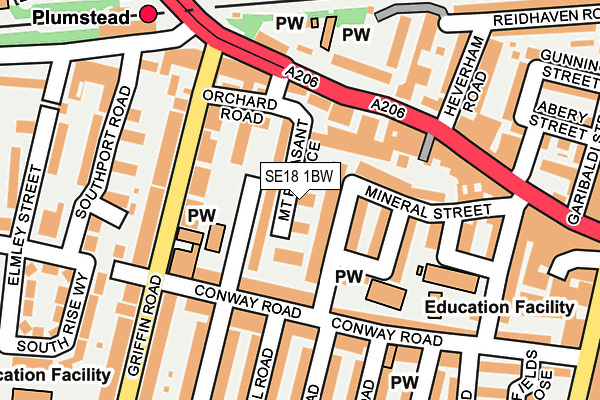 SE18 1BW map - OS OpenMap – Local (Ordnance Survey) SE18 1BW map - OS OpenMap – Local (Ordnance Survey)