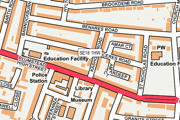 SE18 1HW map - OS OpenMap – Local (Ordnance Survey) SE18 1HW map - OS OpenMap – Local (Ordnance Survey)