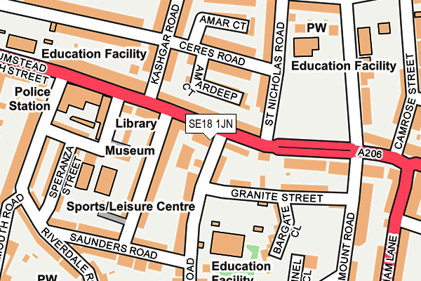 SE18 1JN map - OS OpenMap – Local (Ordnance Survey) SE18 1JN map - OS OpenMap – Local (Ordnance Survey)