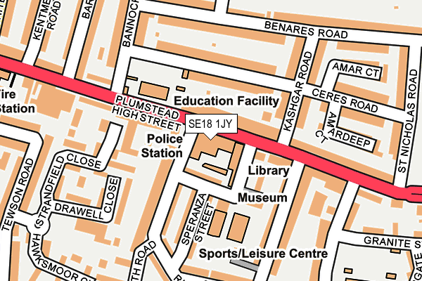 SE18 1JY map - OS OpenMap – Local (Ordnance Survey) SE18 1JY map - OS OpenMap – Local (Ordnance Survey)