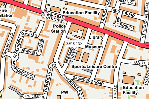 SE18 1NX map - OS OpenMap – Local (Ordnance Survey)