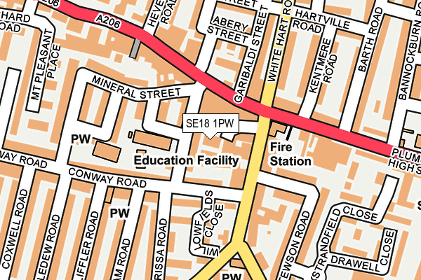 SE18 1PW map - OS OpenMap – Local (Ordnance Survey) SE18 1PW map - OS OpenMap – Local (Ordnance Survey)