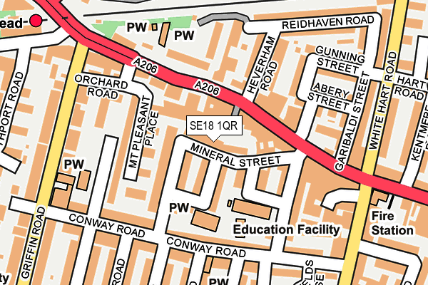 SE18 1QR map - OS OpenMap – Local (Ordnance Survey) SE18 1QR map - OS OpenMap – Local (Ordnance Survey)