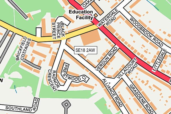 SE18 2AW map - OS OpenMap – Local (Ordnance Survey) SE18 2AW map - OS OpenMap – Local (Ordnance Survey)