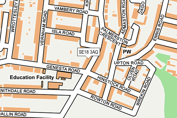 SE18 3AQ map - OS OpenMap – Local (Ordnance Survey)