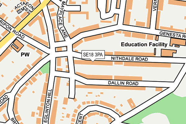 SE18 3PA map - OS OpenMap – Local (Ordnance Survey) SE18 3PA map - OS OpenMap – Local (Ordnance Survey)