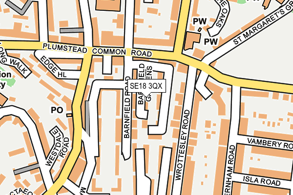 SE18 3QX map - OS OpenMap – Local (Ordnance Survey) SE18 3QX map - OS OpenMap – Local (Ordnance Survey)