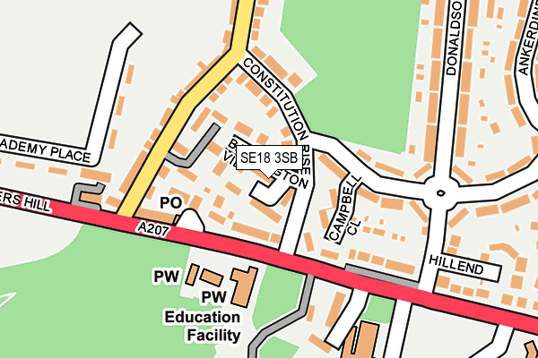 SE18 3SB map - OS OpenMap – Local (Ordnance Survey) SE18 3SB map - OS OpenMap – Local (Ordnance Survey)