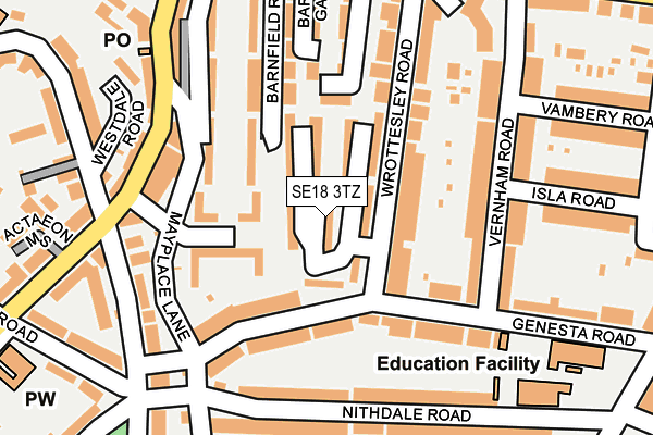 SE18 3TZ map - OS OpenMap – Local (Ordnance Survey) SE18 3TZ map - OS OpenMap – Local (Ordnance Survey)
