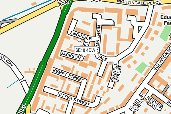 SE18 4DW map - OS OpenMap – Local (Ordnance Survey) SE18 4DW map - OS OpenMap – Local (Ordnance Survey)