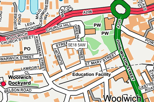 SE18 5AW map - OS OpenMap – Local (Ordnance Survey) SE18 5AW map - OS OpenMap – Local (Ordnance Survey)