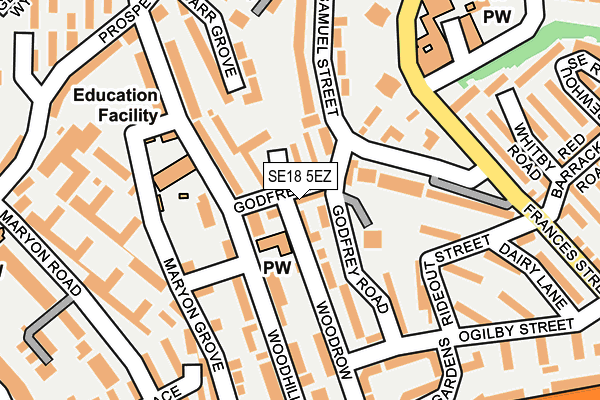 SE18 5EZ map - OS OpenMap – Local (Ordnance Survey) SE18 5EZ map - OS OpenMap – Local (Ordnance Survey)