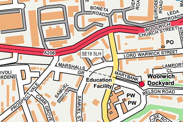 SE18 5LH map - OS OpenMap – Local (Ordnance Survey) SE18 5LH map - OS OpenMap – Local (Ordnance Survey)