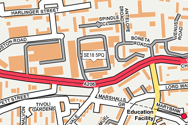 SE18 5PQ map - OS OpenMap – Local (Ordnance Survey) SE18 5PQ map - OS OpenMap – Local (Ordnance Survey)