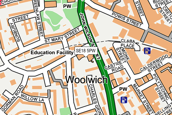 SE18 5PW map - OS OpenMap – Local (Ordnance Survey) SE18 5PW map - OS OpenMap – Local (Ordnance Survey)