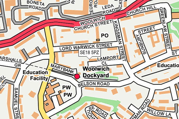 SE18 5PZ map - OS OpenMap – Local (Ordnance Survey) SE18 5PZ map - OS OpenMap – Local (Ordnance Survey)
