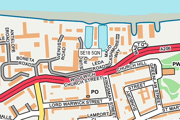 SE18 5QN map - OS OpenMap – Local (Ordnance Survey) SE18 5QN map - OS OpenMap – Local (Ordnance Survey)