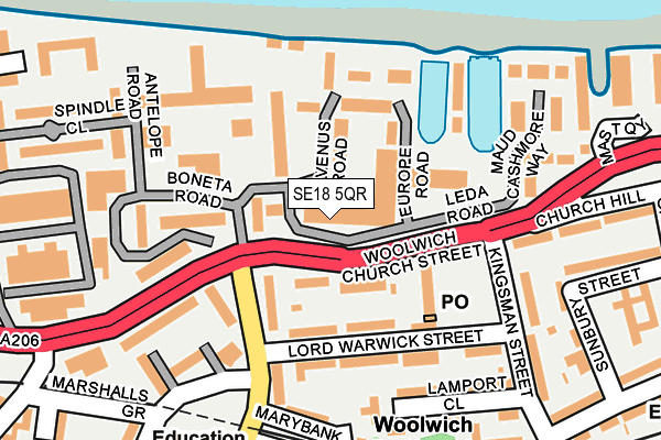 SE18 5QR map - OS OpenMap – Local (Ordnance Survey) SE18 5QR map - OS OpenMap – Local (Ordnance Survey)