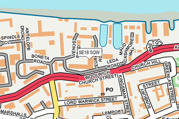 SE18 5QW map - OS OpenMap – Local (Ordnance Survey) SE18 5QW map - OS OpenMap – Local (Ordnance Survey)