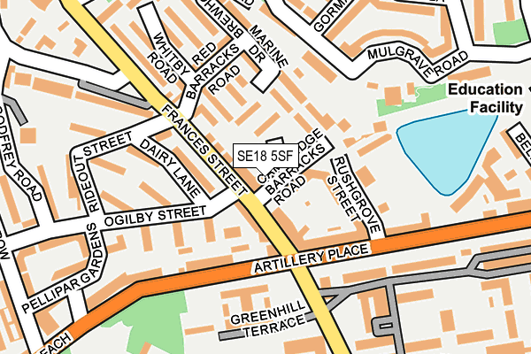 SE18 5SF map - OS OpenMap – Local (Ordnance Survey) SE18 5SF map - OS OpenMap – Local (Ordnance Survey)
