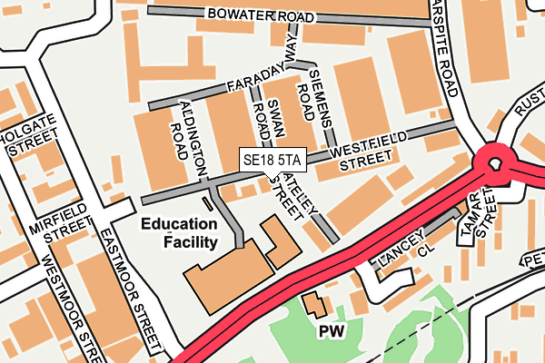 SE18 5TA map - OS OpenMap – Local (Ordnance Survey) SE18 5TA map - OS OpenMap – Local (Ordnance Survey)