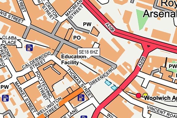 SE18 6HZ map - OS OpenMap – Local (Ordnance Survey)